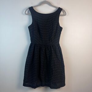 Trina Turk Mini Dress Women's 6 Black Eyelet Sleeveless LBD Capsule Classy Party